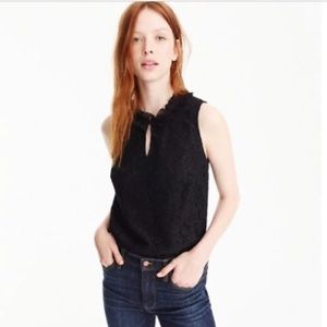 J.Crew Lace Ruffle-neck Top, Size S